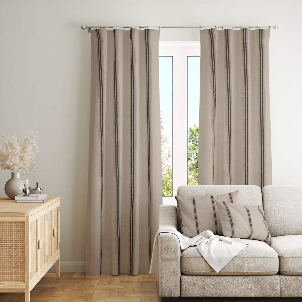 Donan Stripe Ebony Fabric - Image 3
