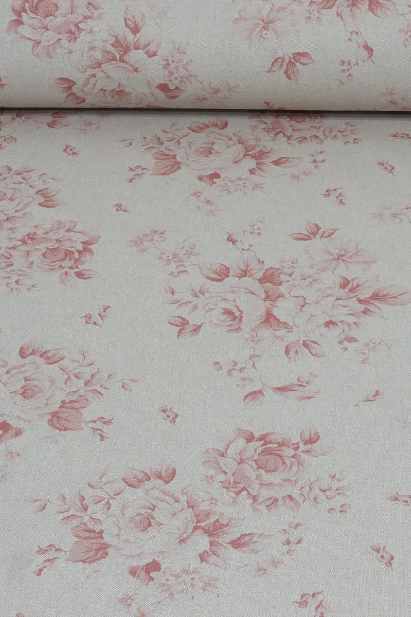 Dorothy Rose Coral Red Double Width Fabric - Image 2