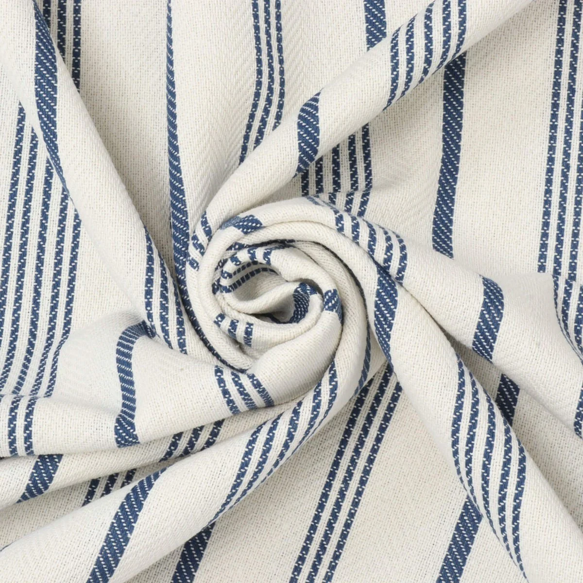 Double Width Milford Stripe Navy Fabric - Image 3
