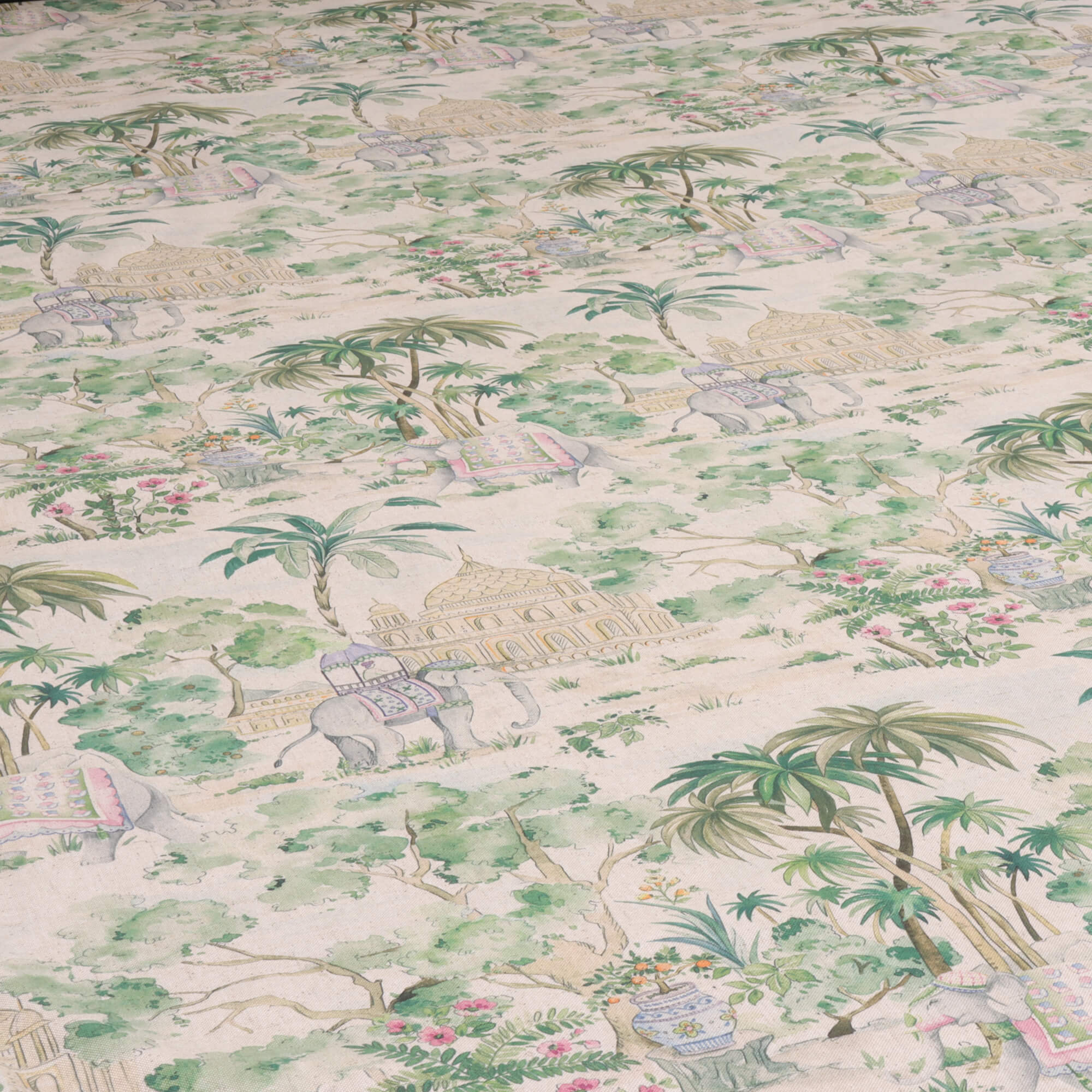 Elephant & Palm Linen Double Width Fabric - Image 4