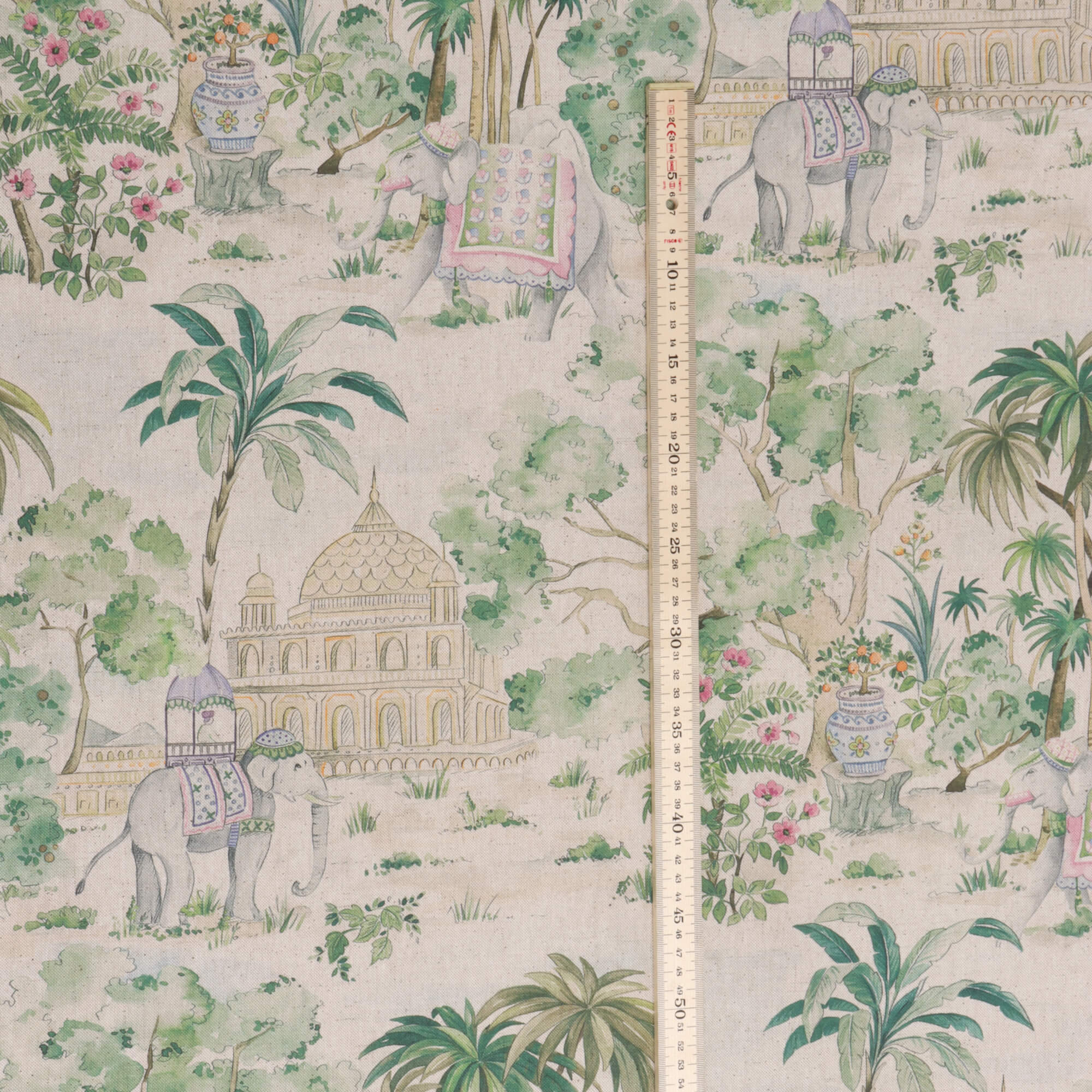 Elephant & Palm Linen Double Width Fabric - Image 5