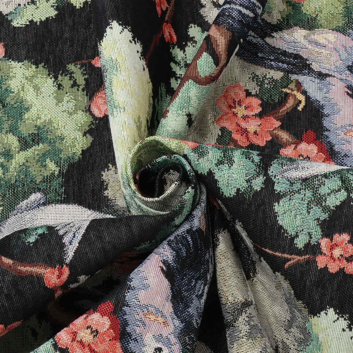 Exotic Aviary Tapestry Black Fabric - Image 3