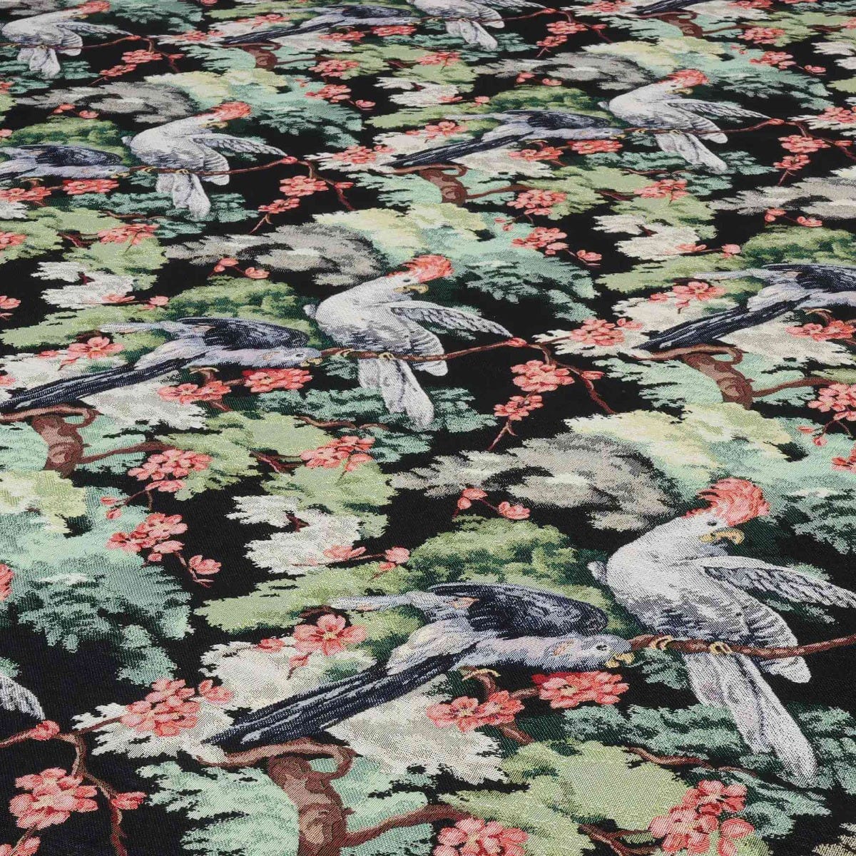 Exotic Aviary Tapestry Black Fabric - Image 4