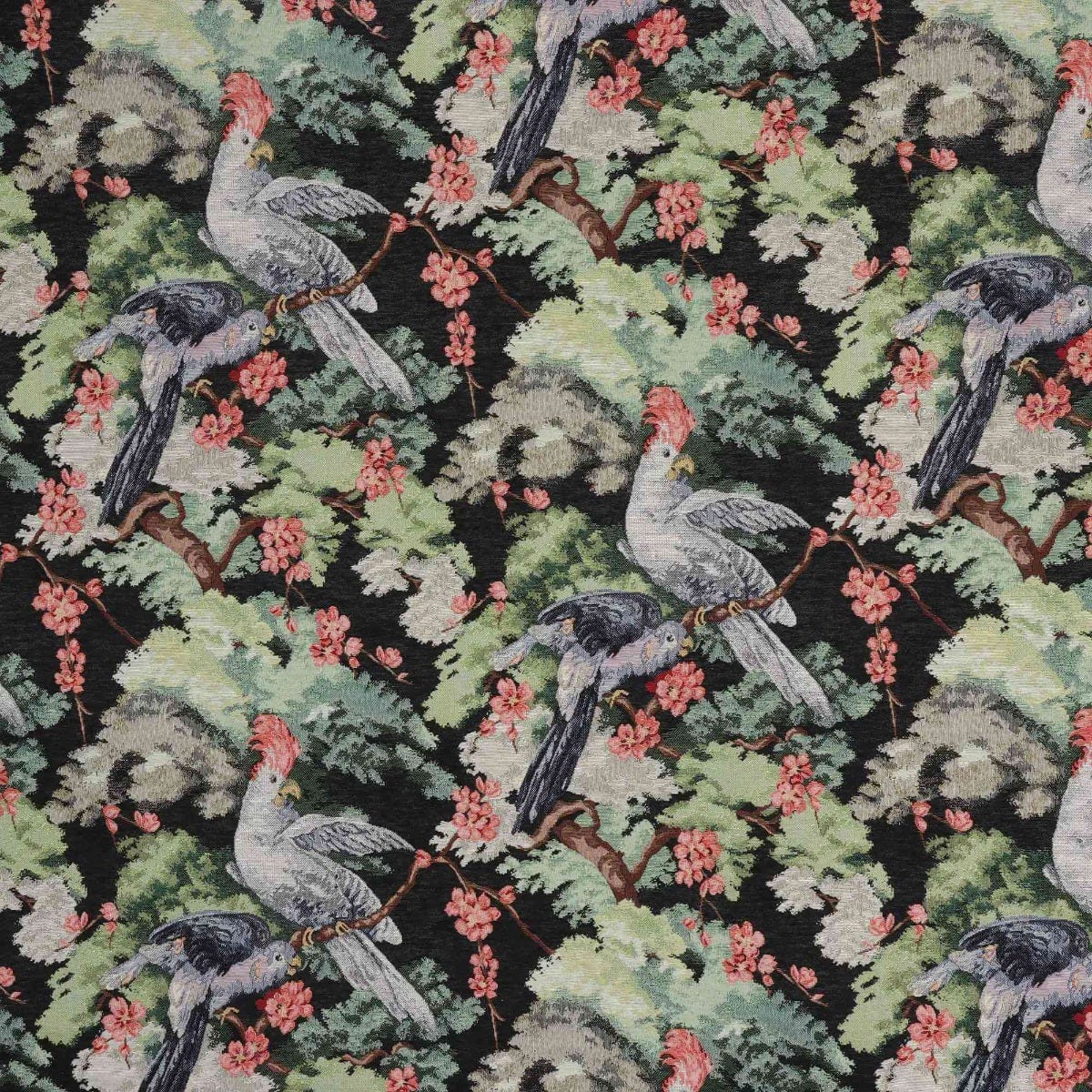 Exotic Aviary Tapestry Black Fabric - Image 8