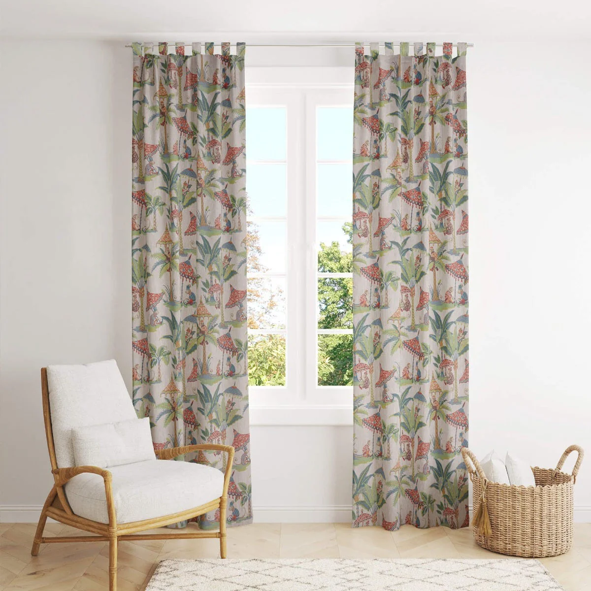 Exotic Monkey Parasol French Linen Fabric - Image 9
