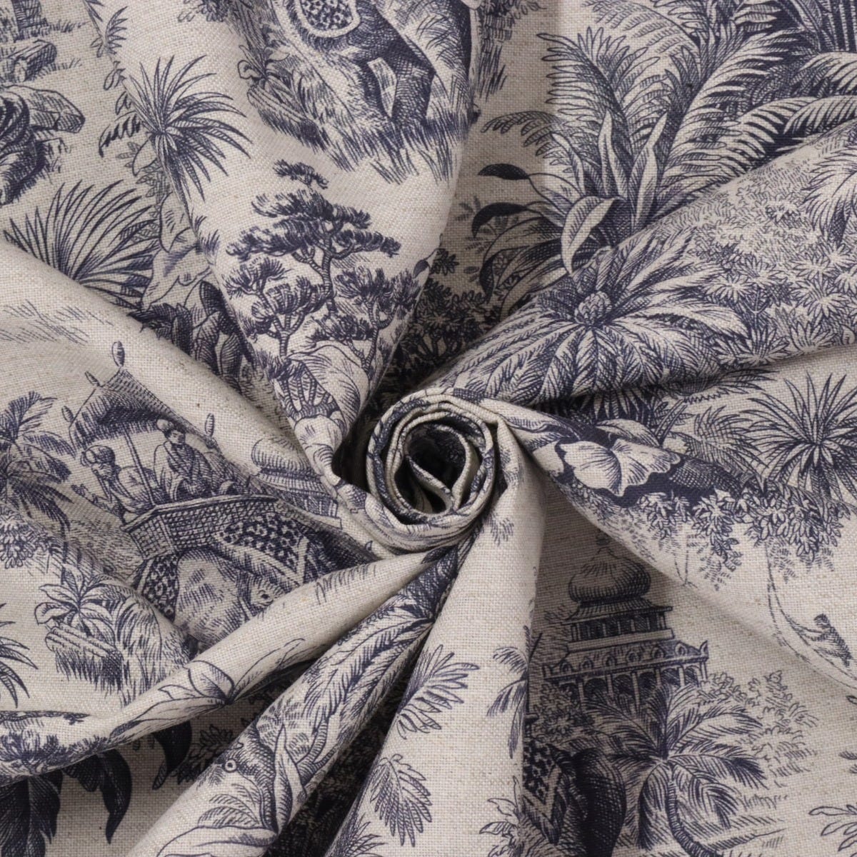 Exotic Shikar Blue / Linen 140cm Fabric - Image 3