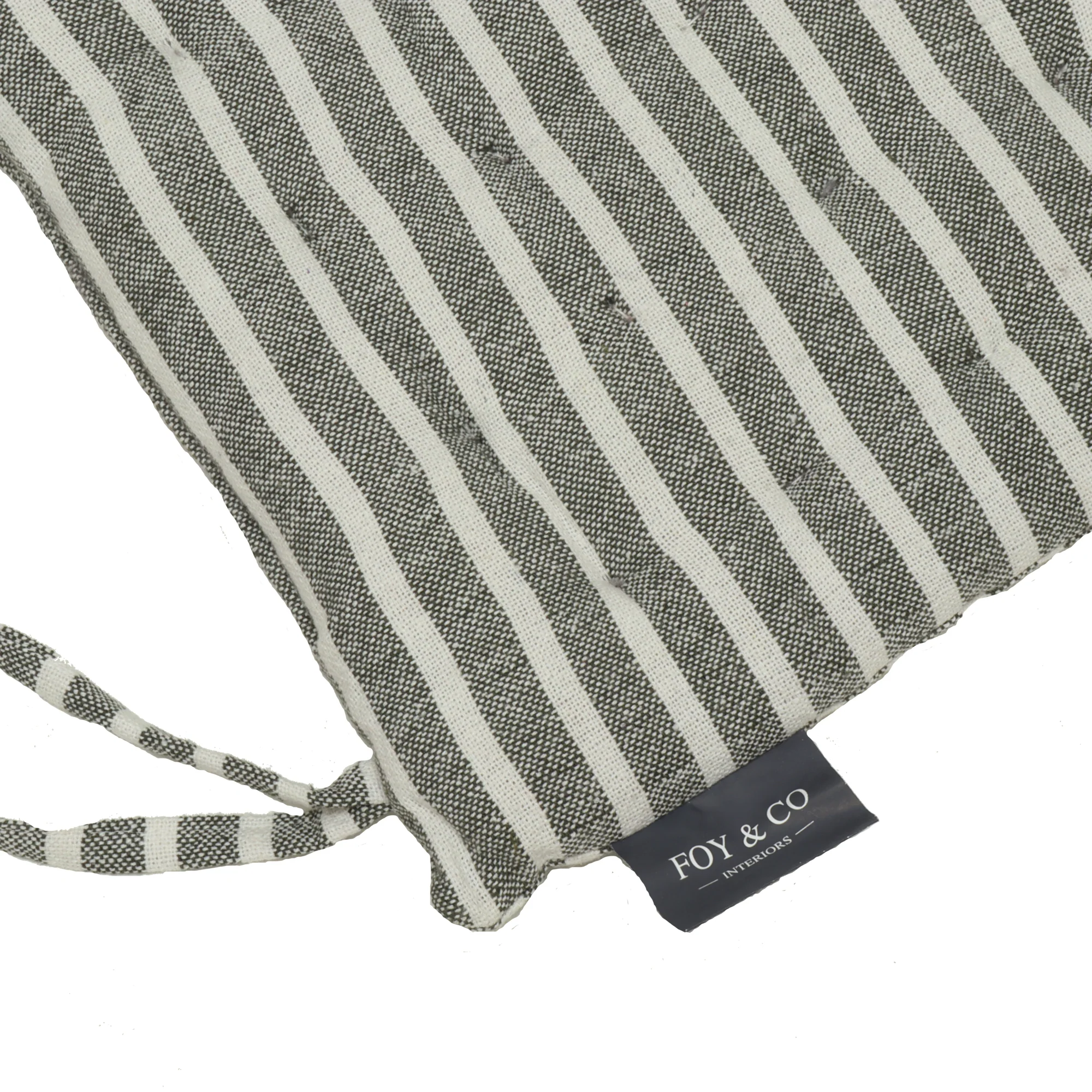 Falmouth Stripe Dark Slate Green Cotton Seat Pad - Image 2