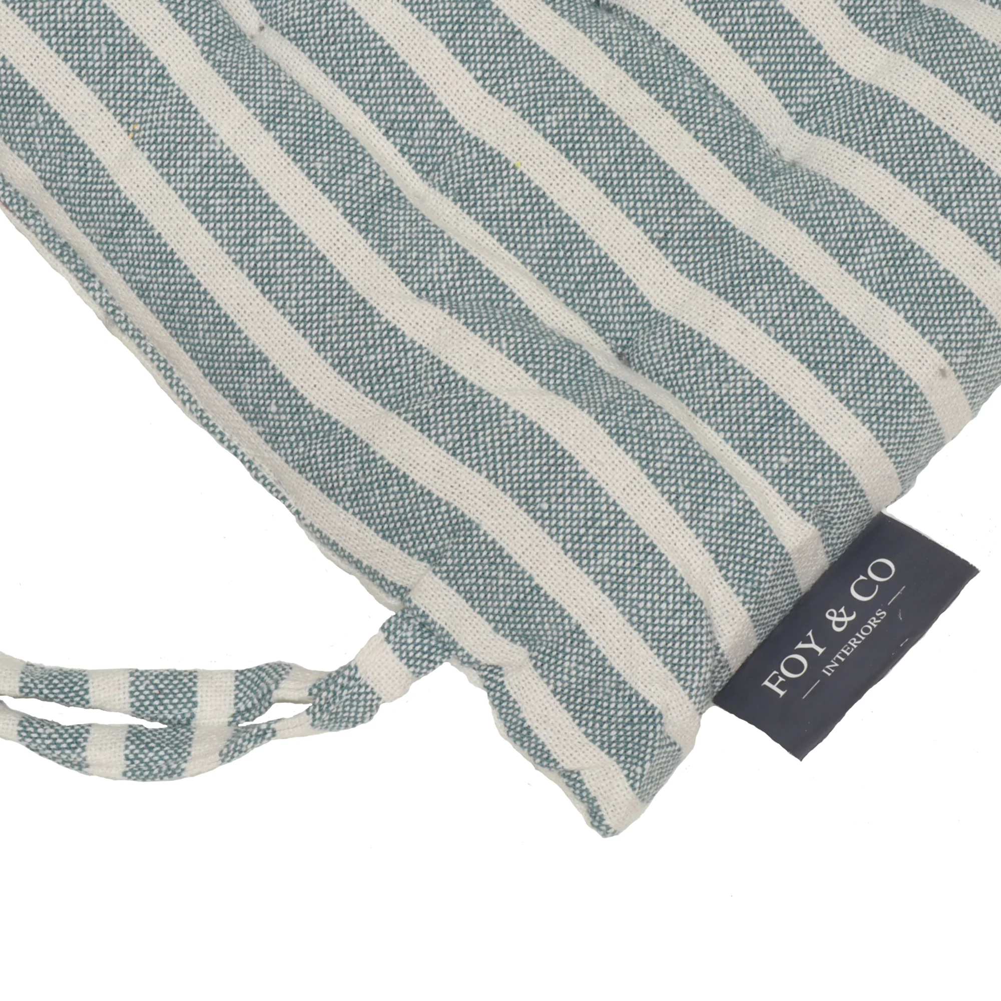 Falmouth Stripe Forest Green Cotton Seat Pad - Image 2