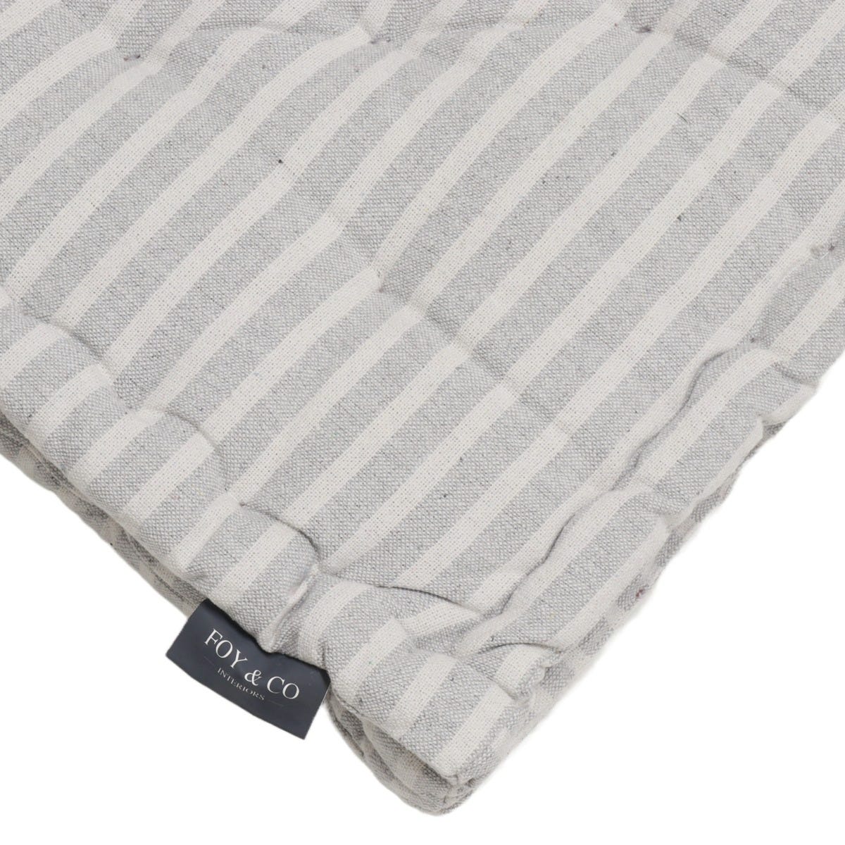 Falmouth Stripe Grey Cotton Floor Cushion - Image 3