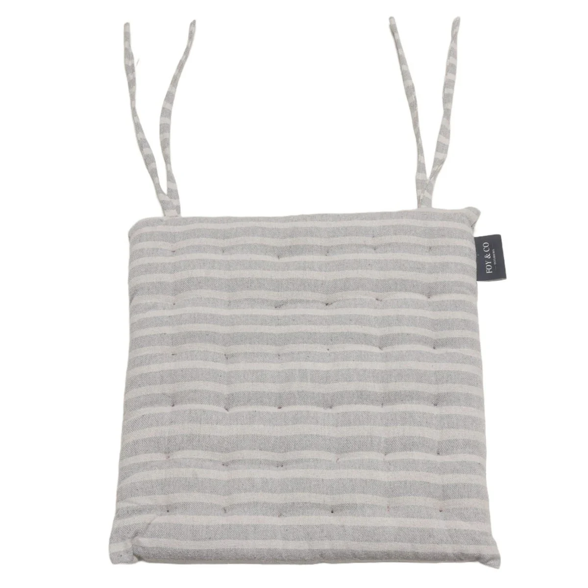 Falmouth Stripe Grey Cotton Seat Pad - Image 2