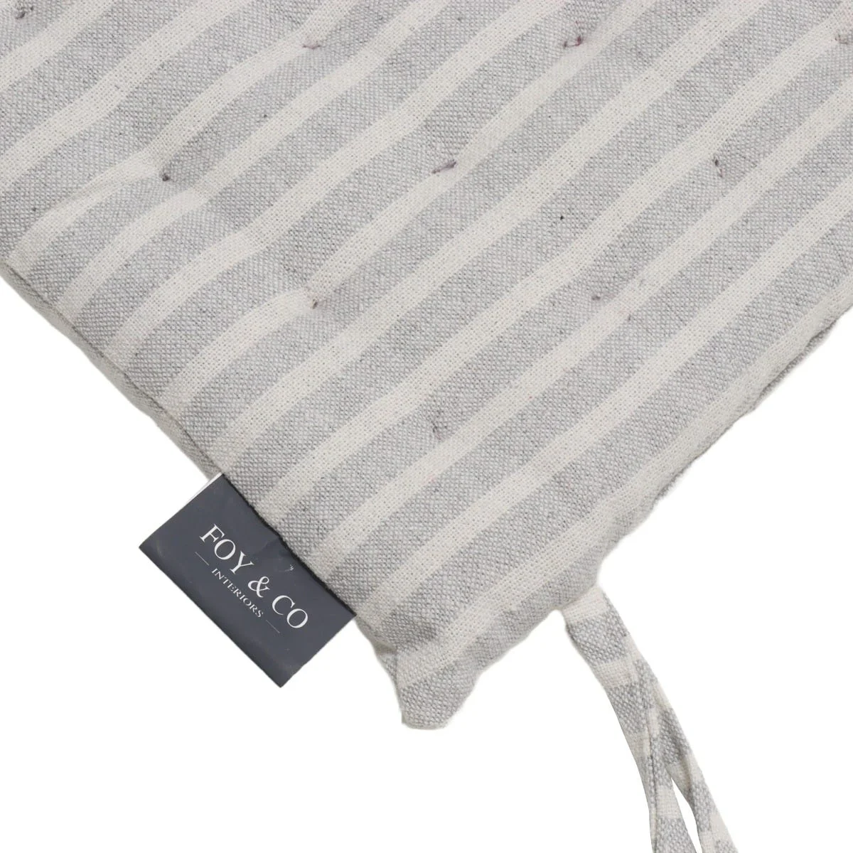 Falmouth Stripe Grey Cotton Seat Pad - Image 3