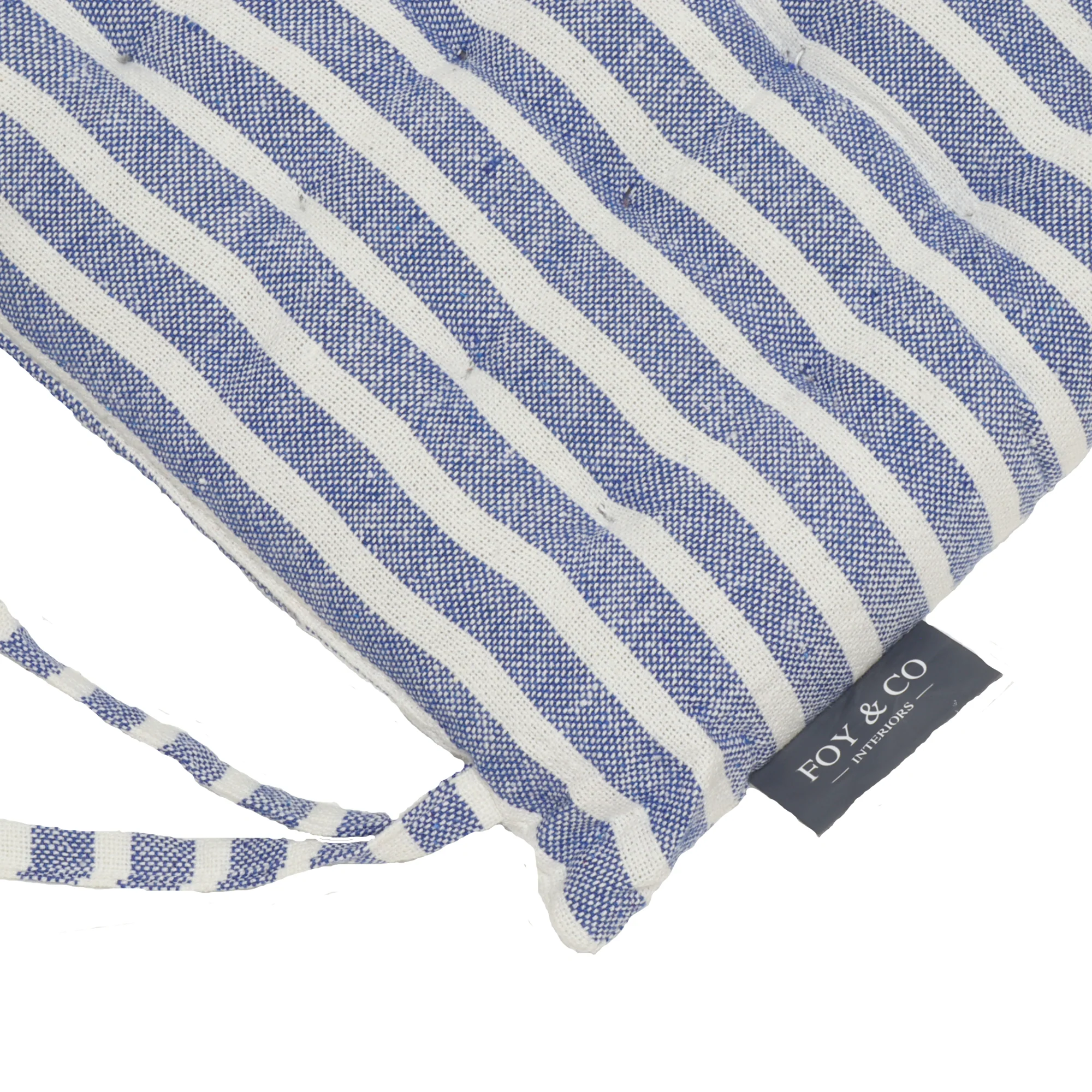 Falmouth Stripe Royal Blue Cotton Seat Pad - Image 2