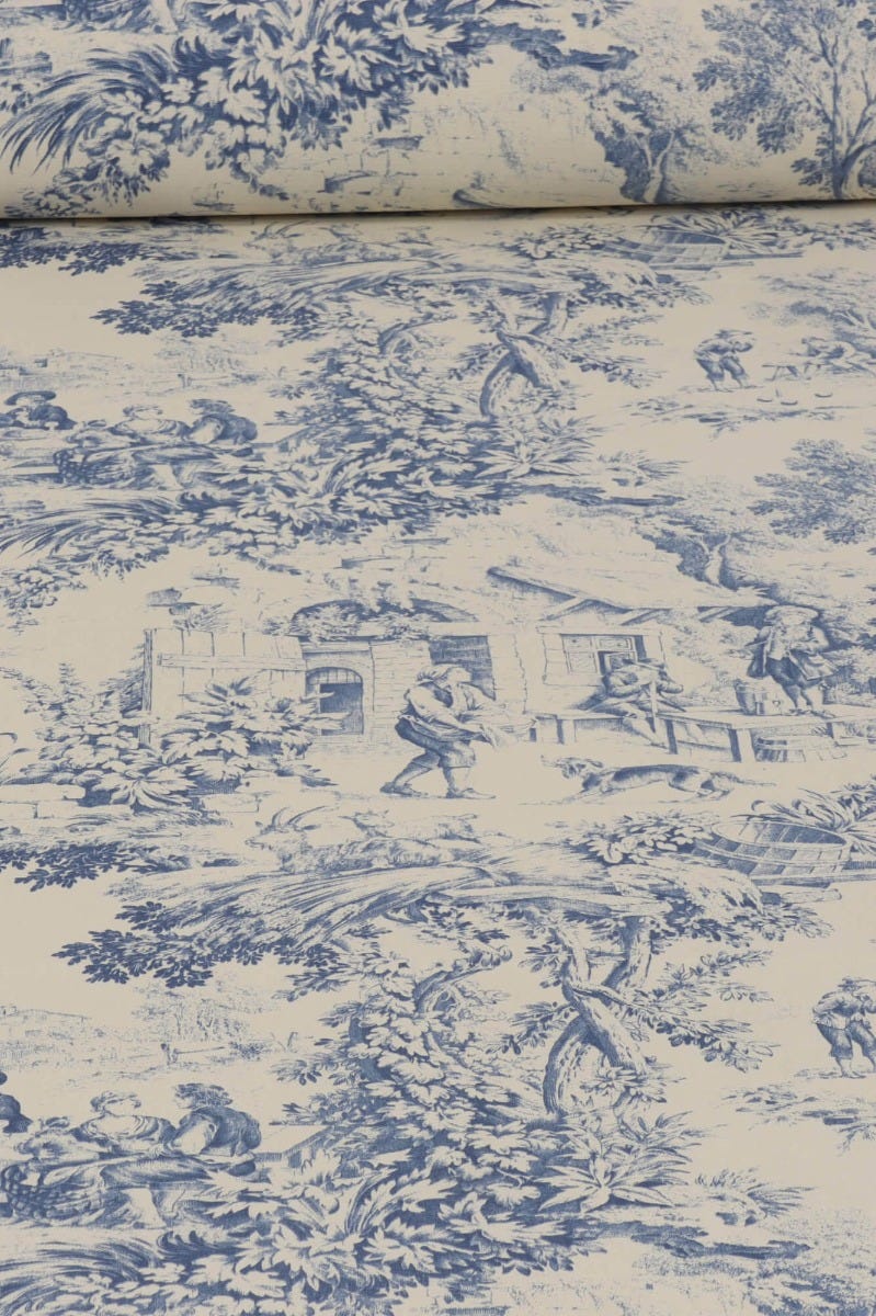 Festin Toile Blue Fabric - Image 2