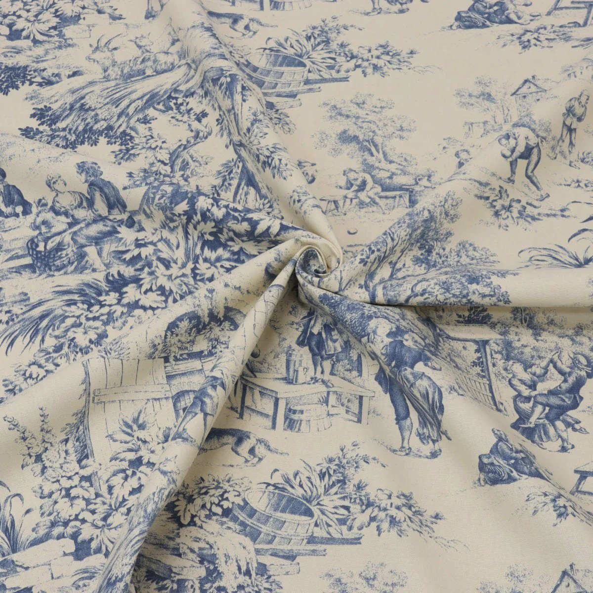 Festin Toile Blue Fabric - Image 3