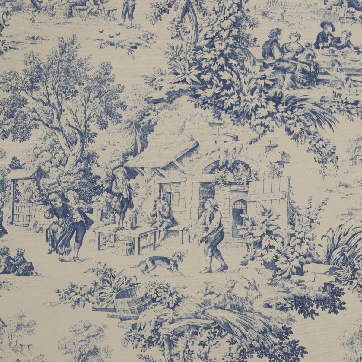 Festin Toile Blue Fabric - Image 6