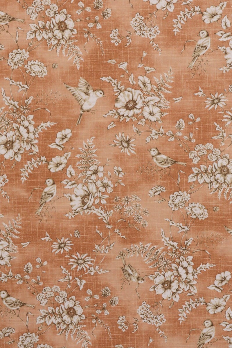 Clearance Finch Floral Toile Sandstone Fabric