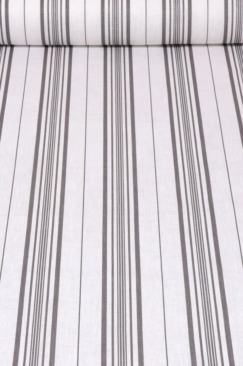 Fleetwood Stripe Linen Taupe Fabric - Image 2