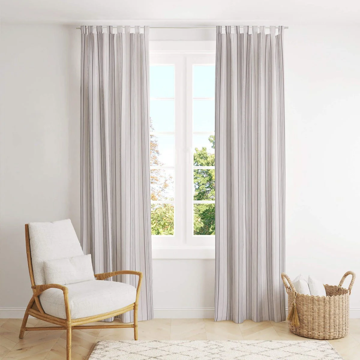 Fleetwood Stripe Linen Taupe Fabric - Image 5