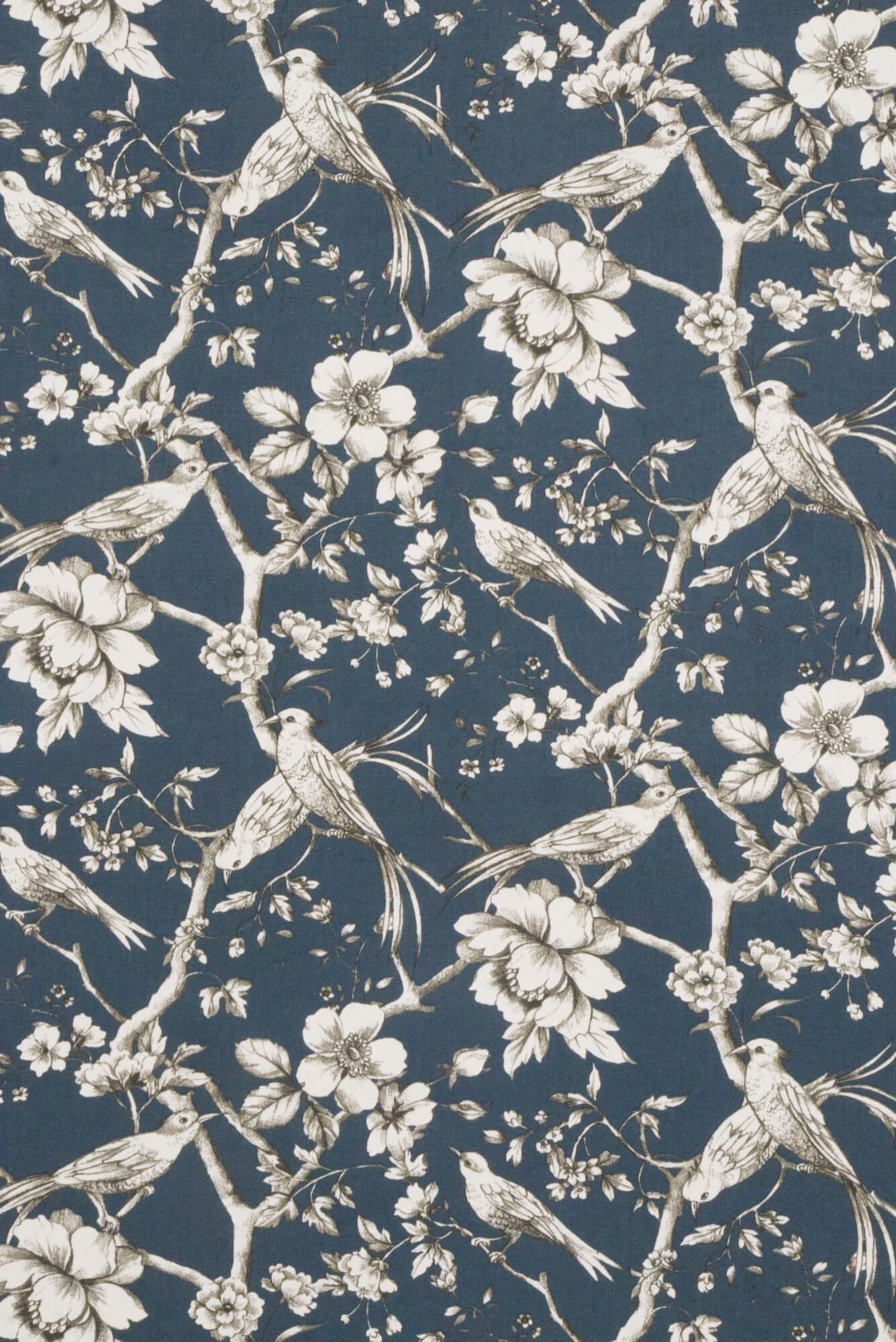 Floral Bird Toile Petrol Fabric