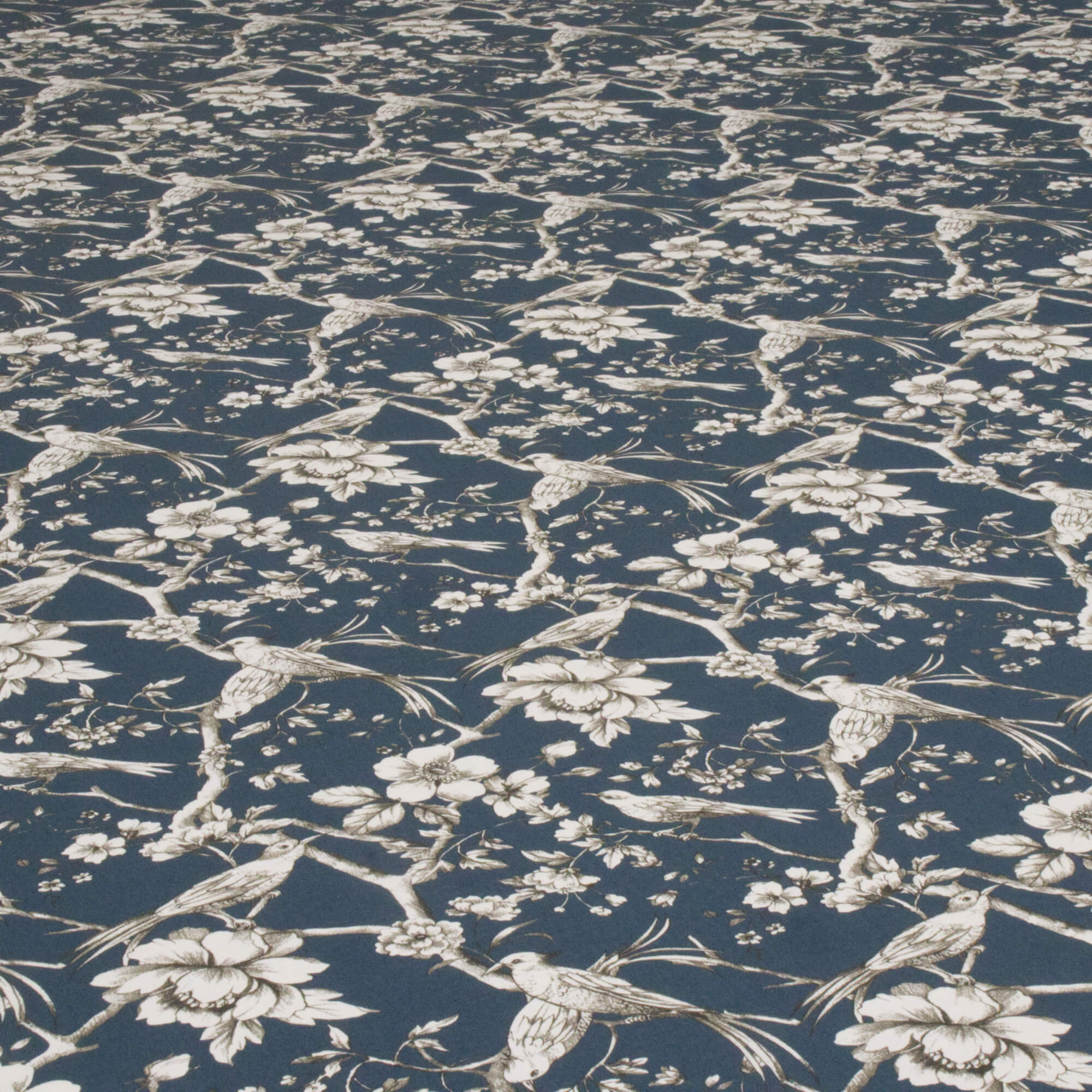 Floral Bird Toile Petrol Fabric - Image 5