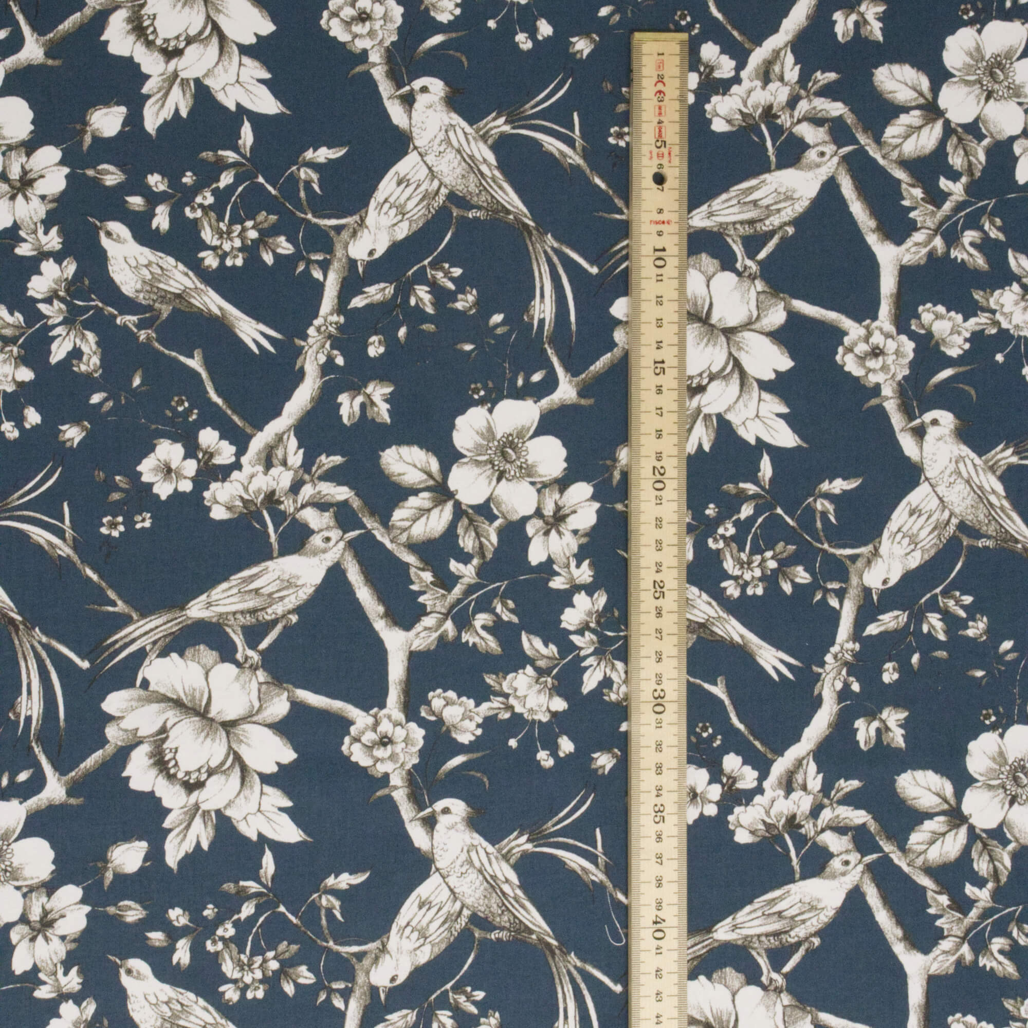 Floral Bird Toile Petrol Fabric - Image 6