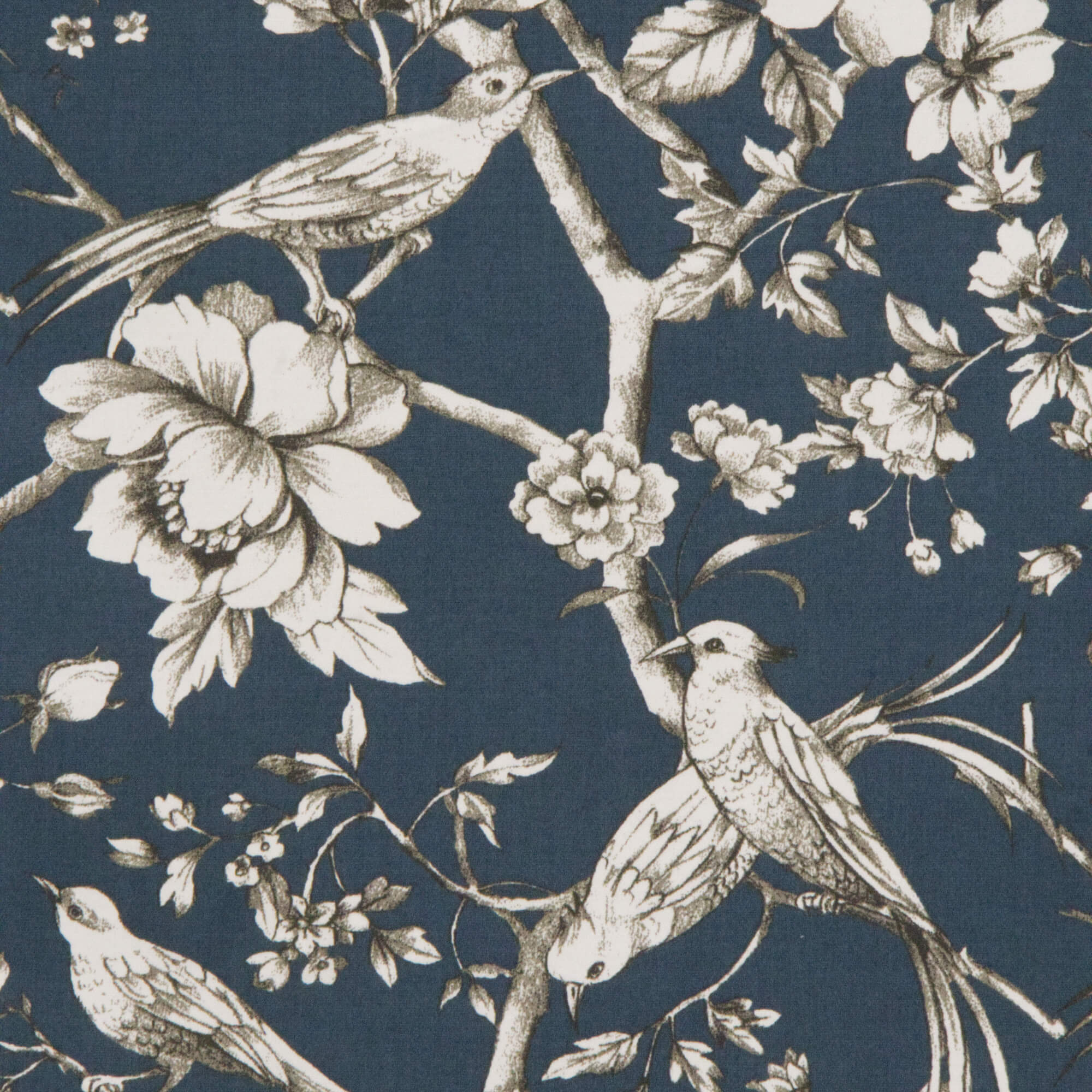Floral Bird Toile Petrol Fabric - Image 7