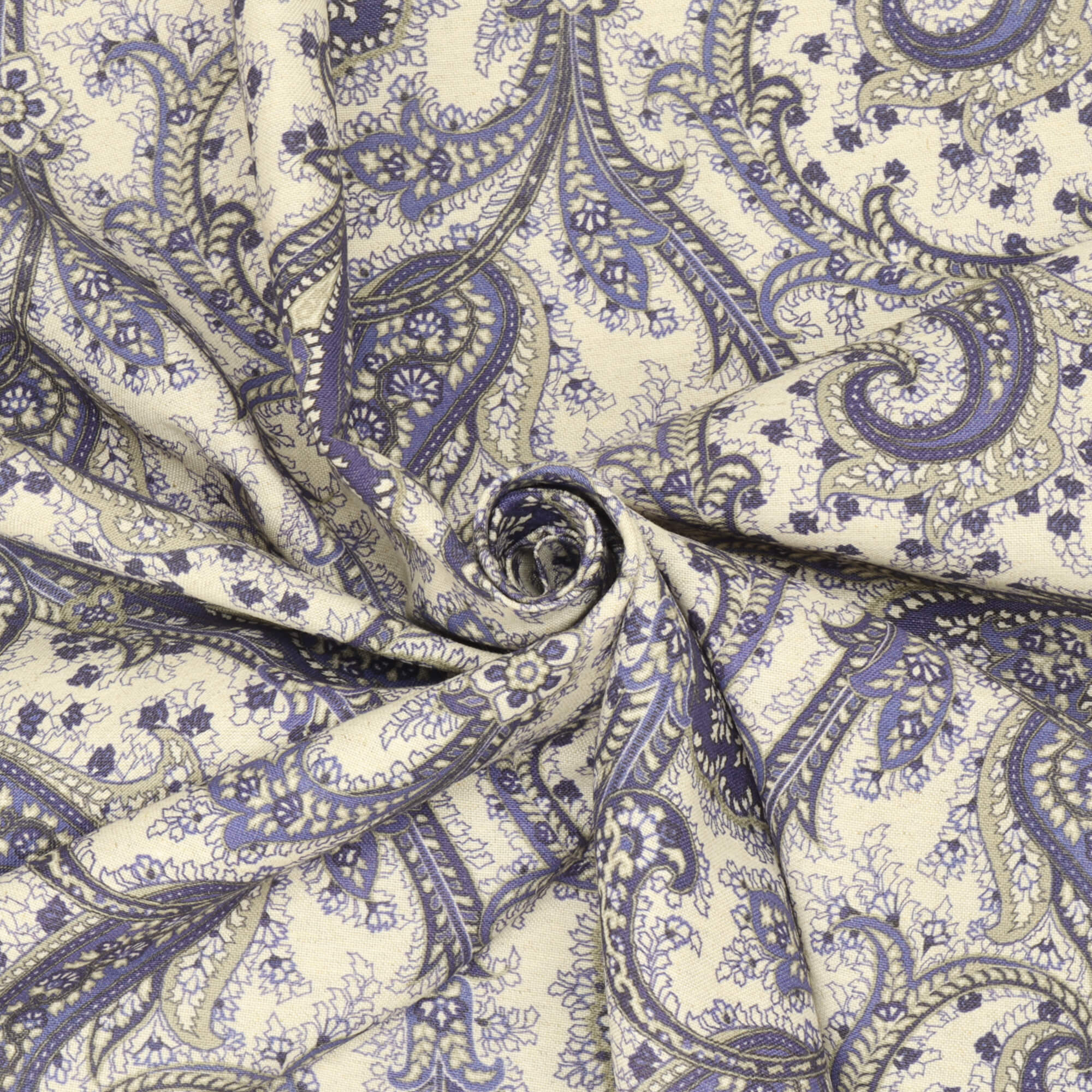 Folk Paisley Blue Fabric - Image 3