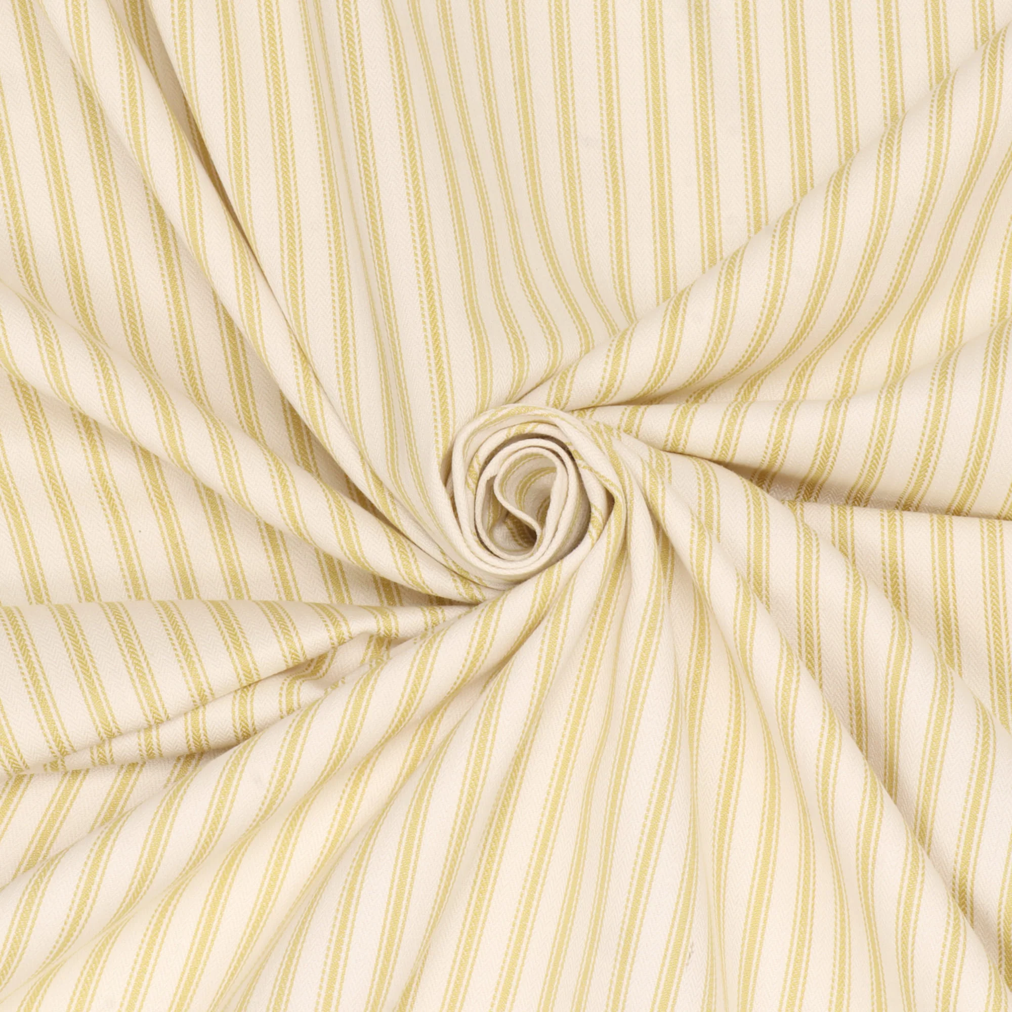 Foy Ticking Stripe Golden Yellow Fabric - Image 3