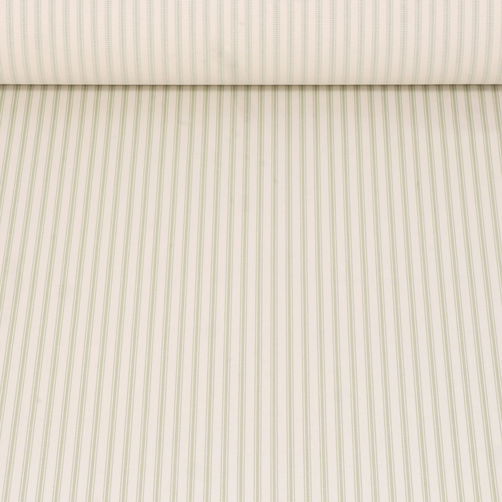 Foy Ticking Stripe Spring Green Fabric - Image 2