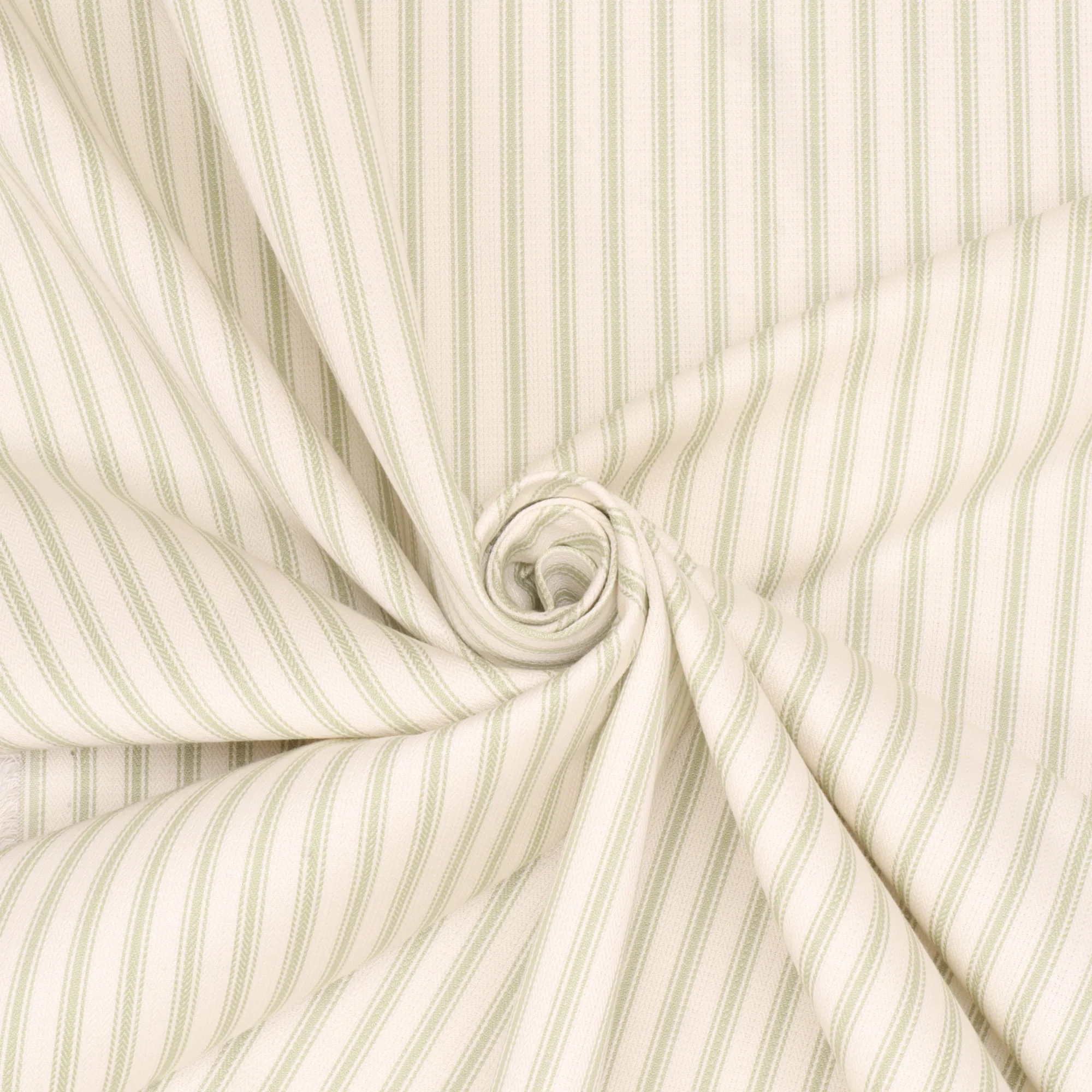 Foy Ticking Stripe Spring Green Fabric - Image 3