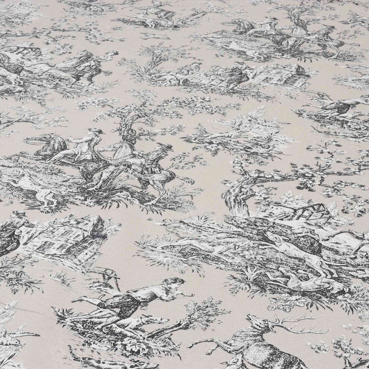 French Hunting Toile Beige Double Width Fabric - Image 3