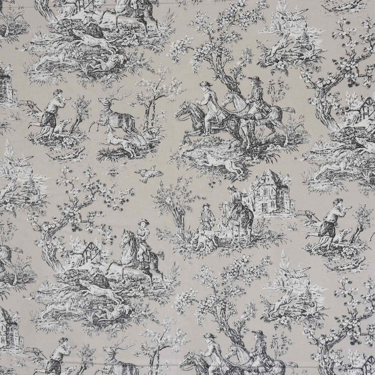French Hunting Toile Beige Double Width Fabric - Image 7
