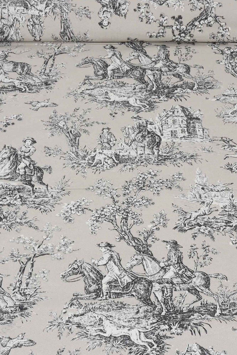 French Hunting Toile Beige Double Width Fabric - Image 8