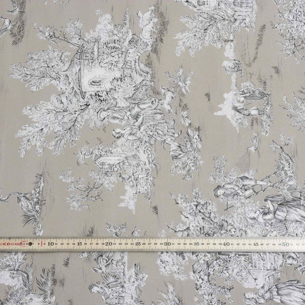 French Pastorale Toile in Beige Double Width Fabric - Image 5