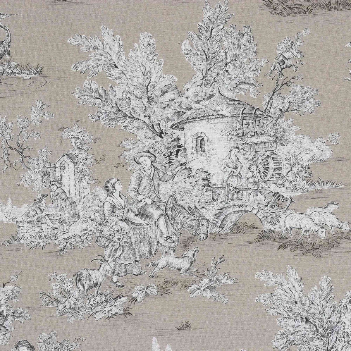 French Pastorale Toile in Beige Double Width Fabric - Image 7