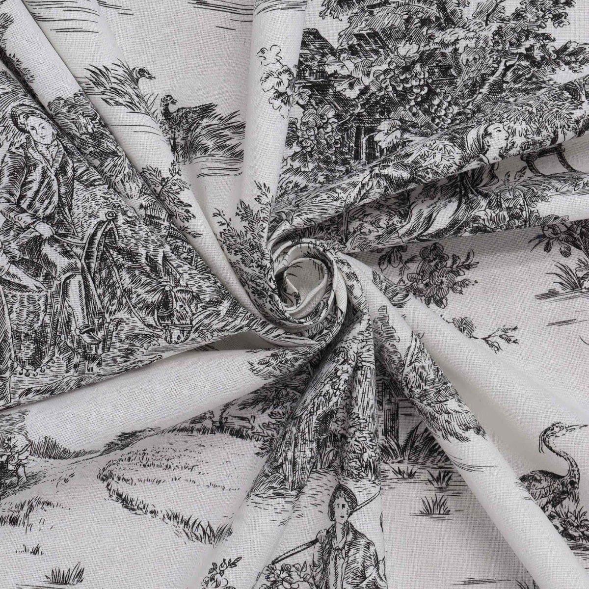 French Toile De Jouy 100% Cotton in Black Fabric - Image 3