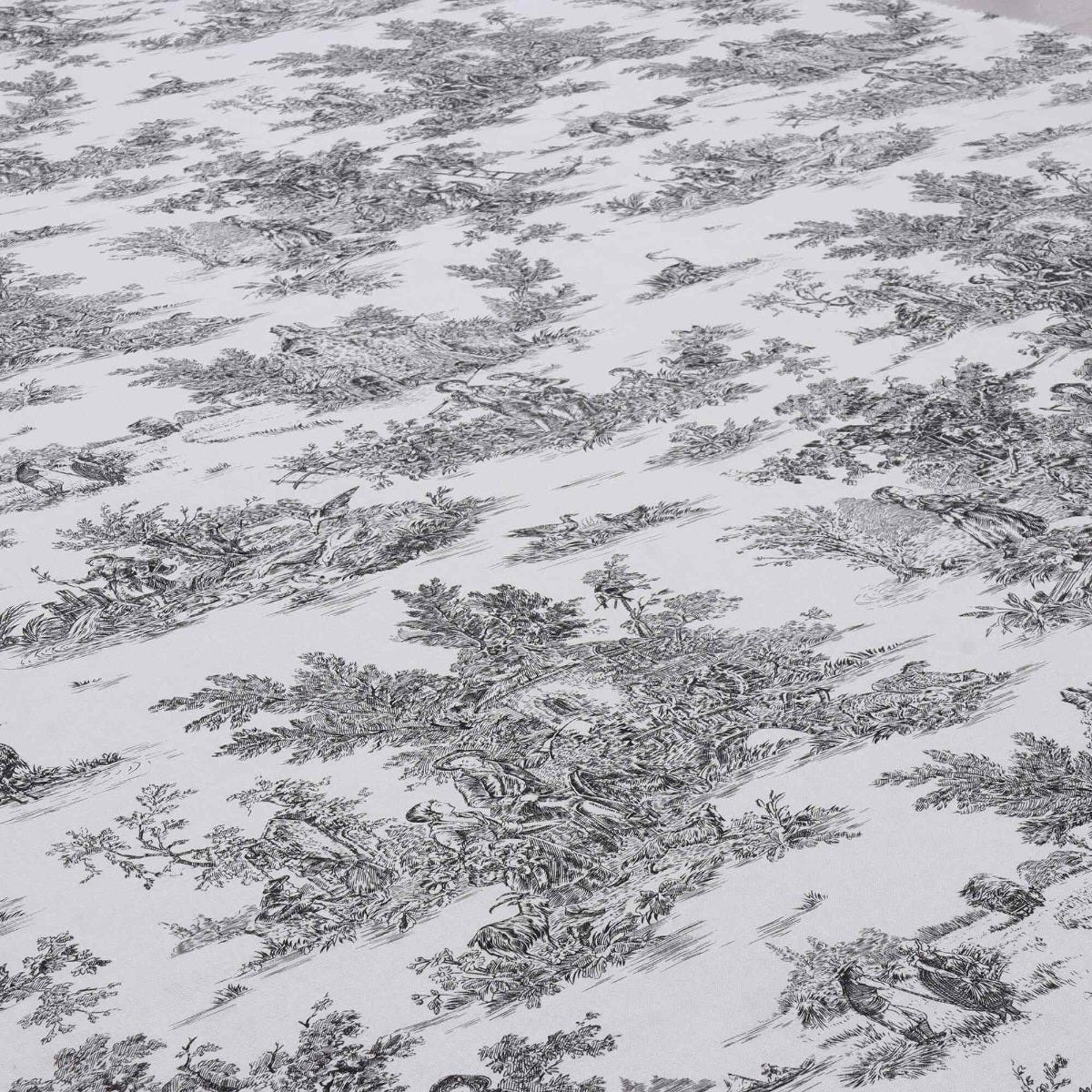 French Toile De Jouy 100% Cotton in Black Fabric - Image 4