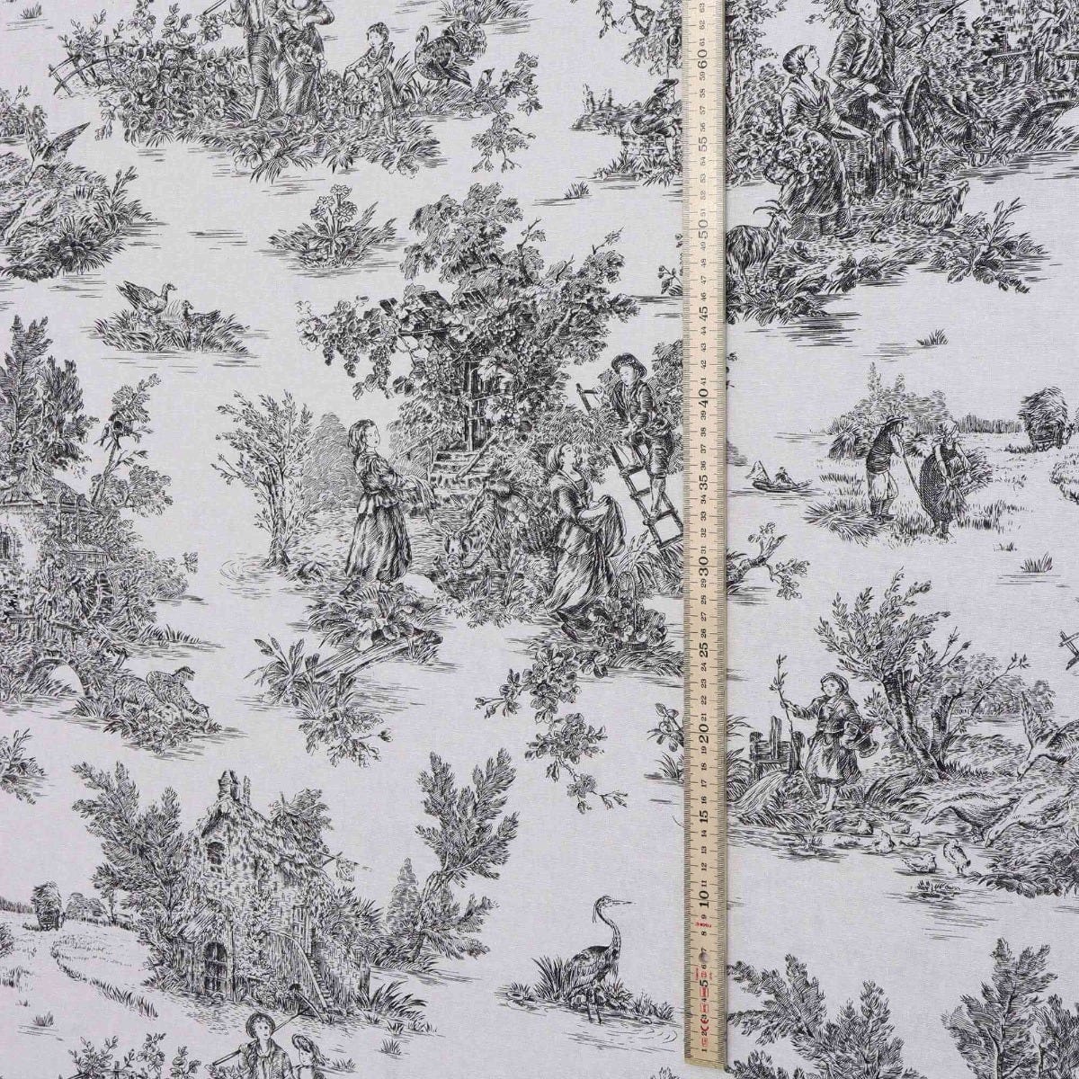 French Toile De Jouy 100% Cotton in Black Fabric - Image 5