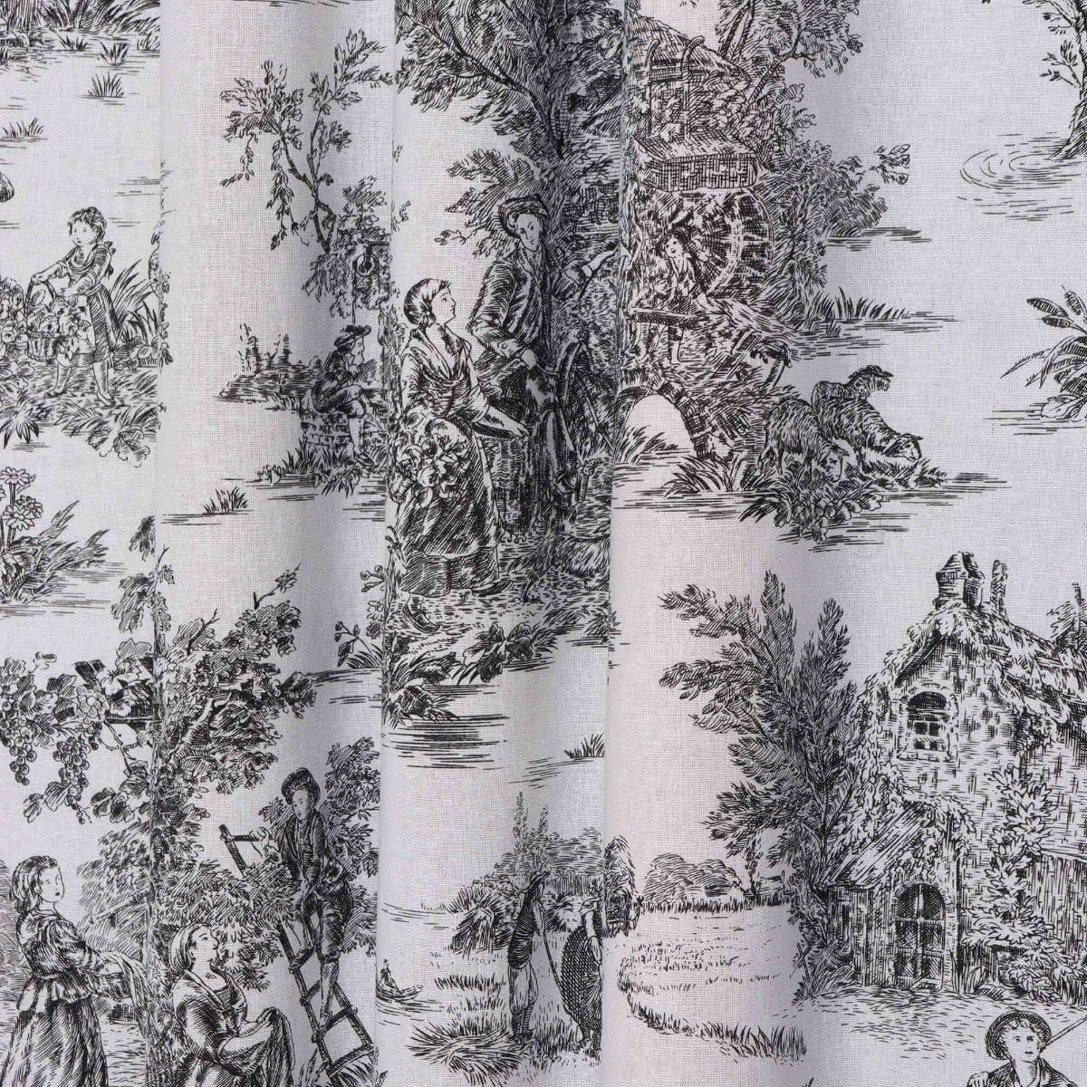 French Toile De Jouy 100% Cotton in Black Fabric - Image 8