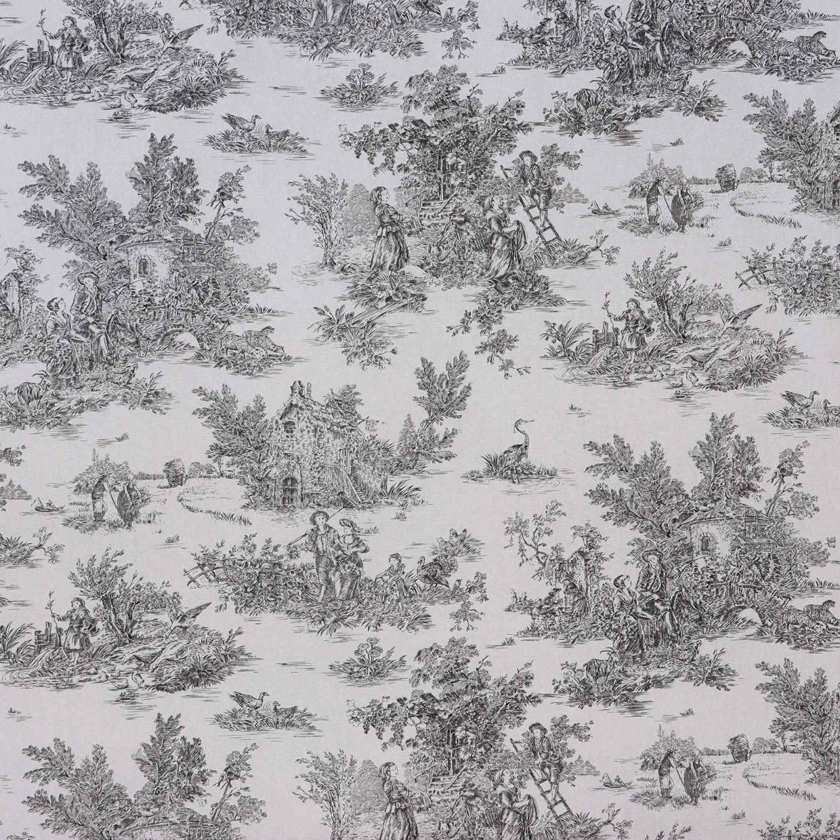 French Toile De Jouy 100% Cotton in Black Fabric - Image 9