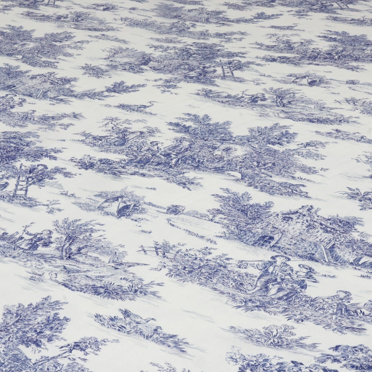 French Toile De Jouy 100% Cotton in Blue Fabric - Image 5