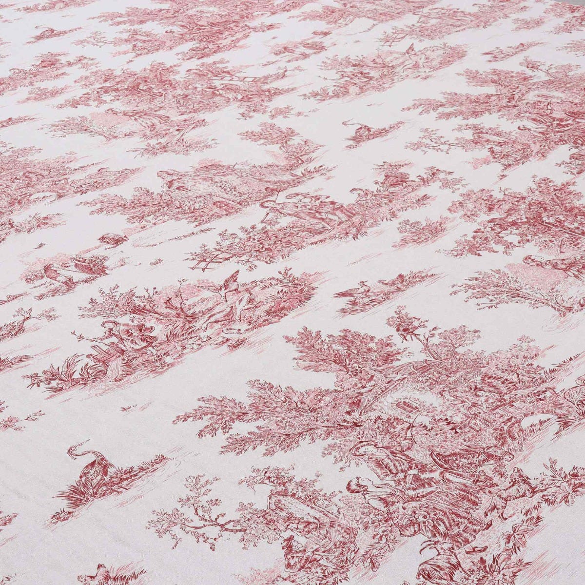French Toile De Jouy 100% Cotton in Red Fabric - Image 3