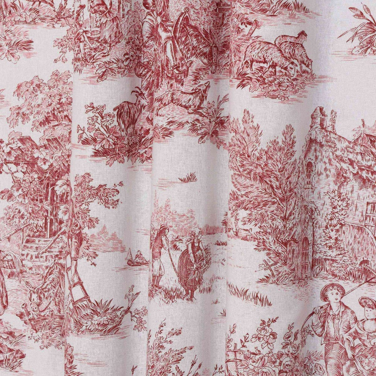 French Toile De Jouy 100% Cotton in Red Fabric - Image 7
