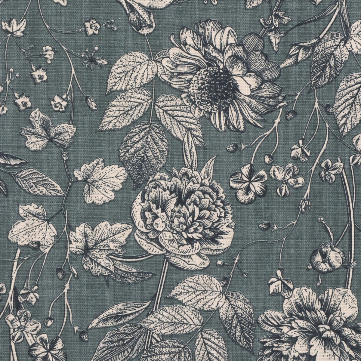 Ghislaine Floral Deep Green Fabric - Image 6