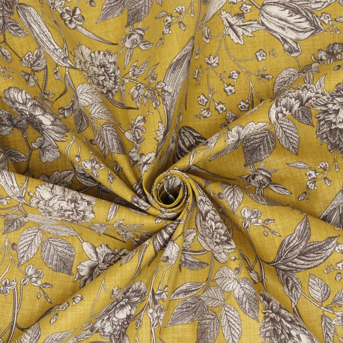 Ghislaine Floral Mustard Fabric - Image 3