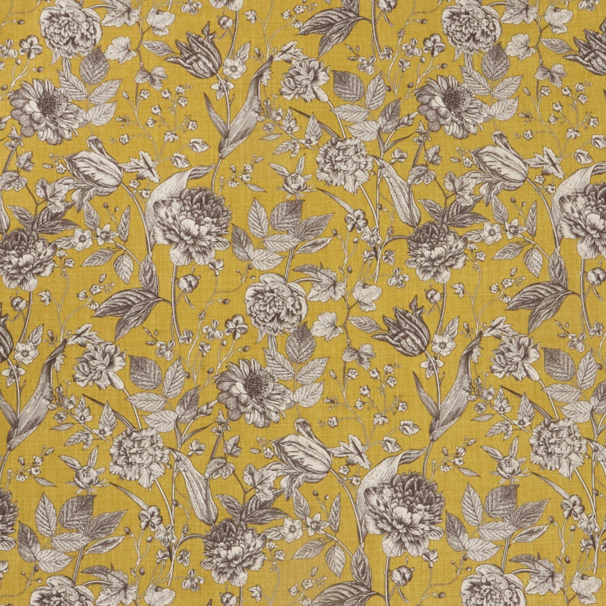 Ghislaine Floral Mustard Fabric - Image 7