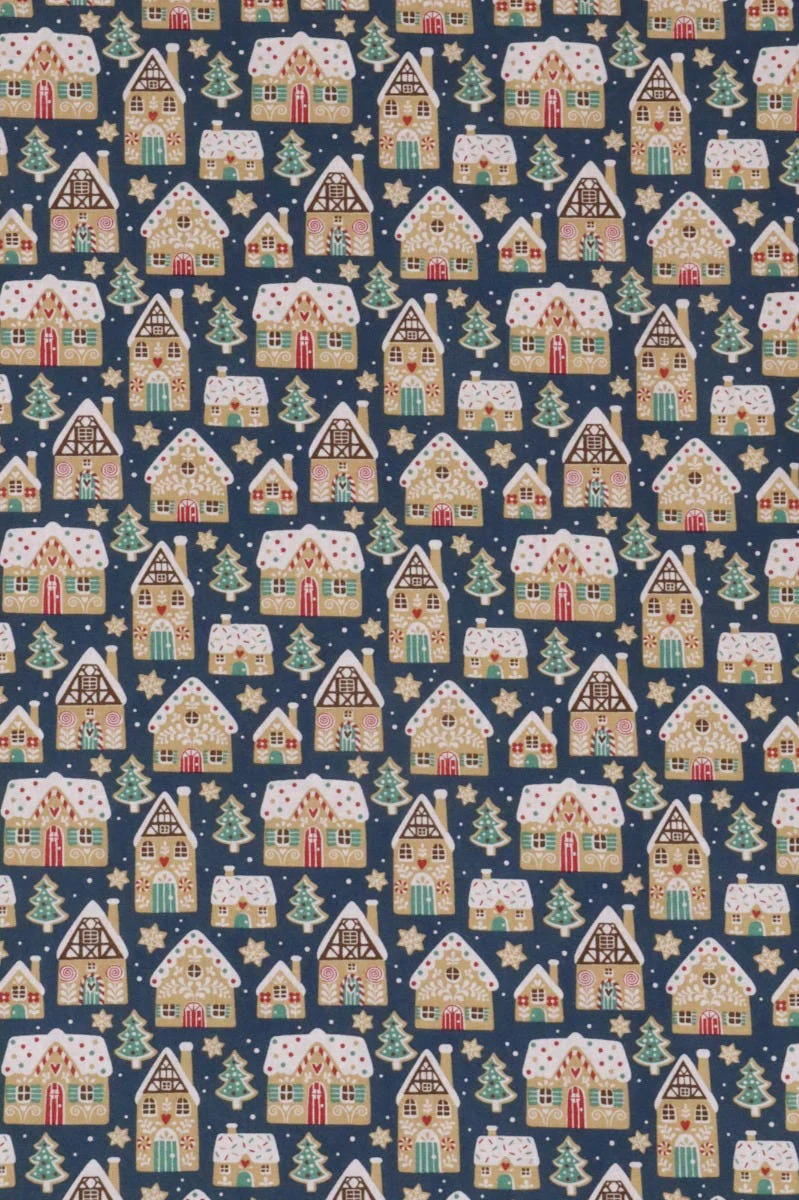 Gingerbread House Christmas 100% Cotton Fabric