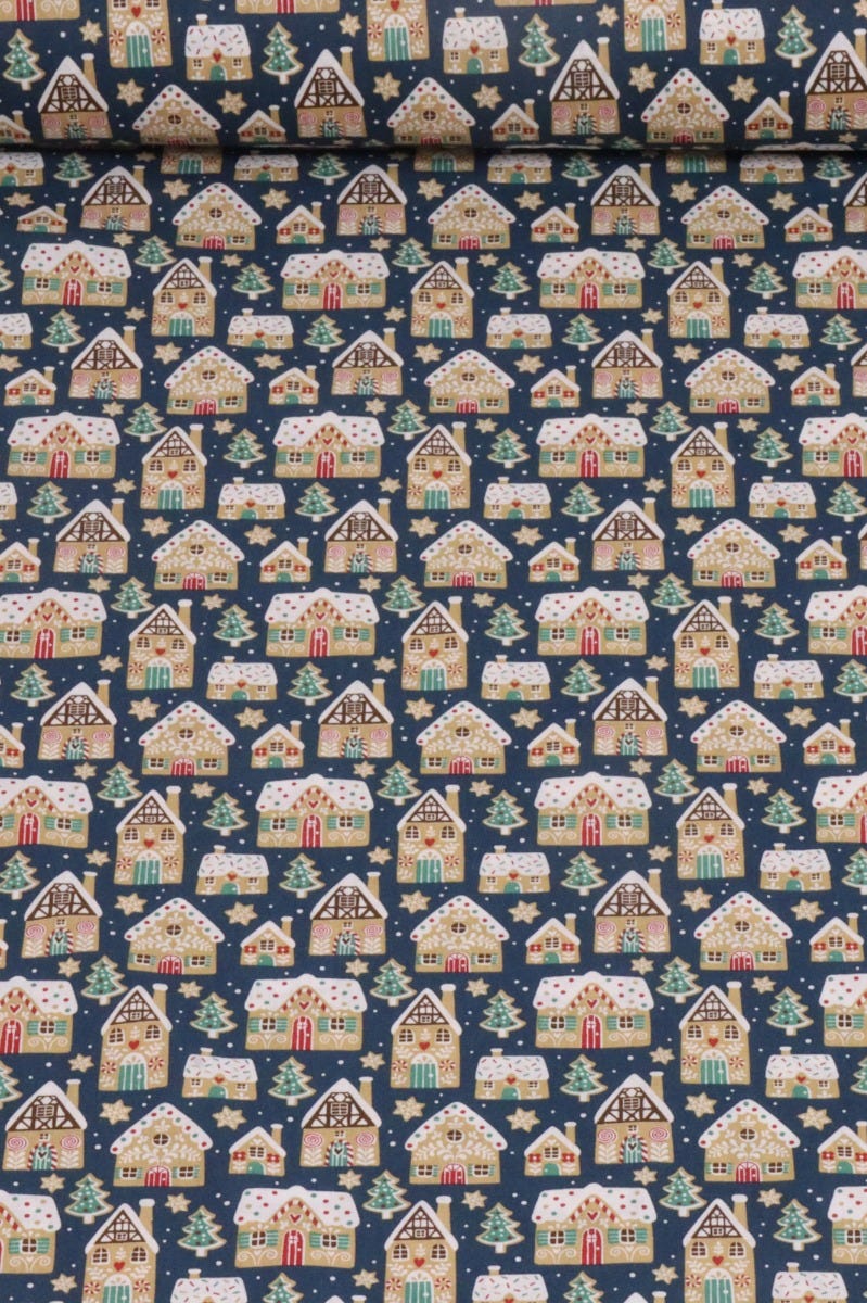 Gingerbread House Christmas 100% Cotton Fabric - Image 2