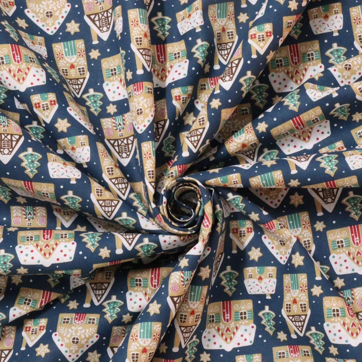 Gingerbread House Christmas 100% Cotton Fabric - Image 3
