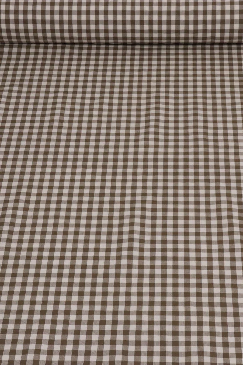 Gingham Check Fabric - Brown - Image 2